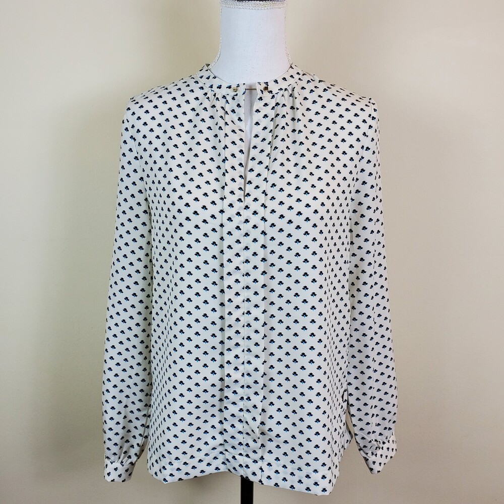 FRNCH Womens Top M Pullover Long Sleeve V Neck Business Office Work Blouse Shirt